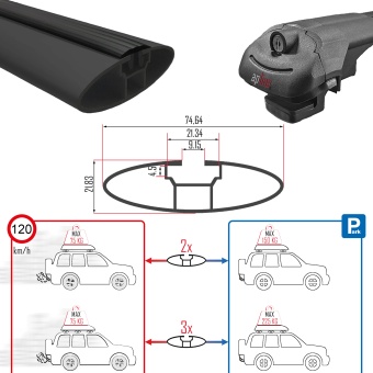 Багажник Apline ACE1 на рейлинги чёрный