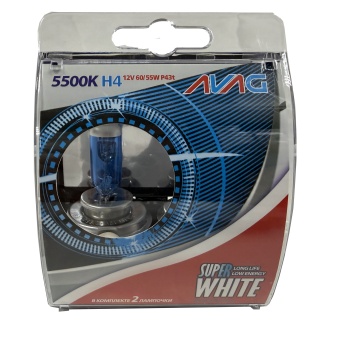 Лампы автомобильные галогенные AVAG Super White H4 P43t 5500K  