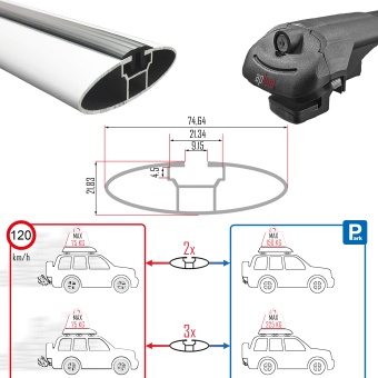 Багажник Apline ACE1 на рейлинги серый