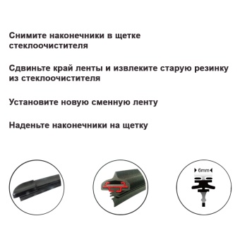 Резинки сменные AKITA каучуковые для бескаркасных щеток  750+450 мм